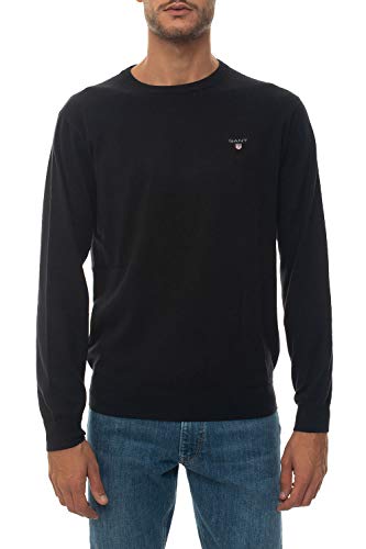 GANT Cotton Wool Crew Suéter, Negro, XS para Hombre