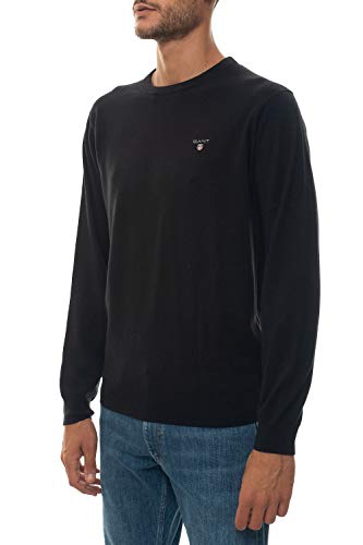 GANT Cotton Wool Crew Suéter, Negro, XS para Hombre