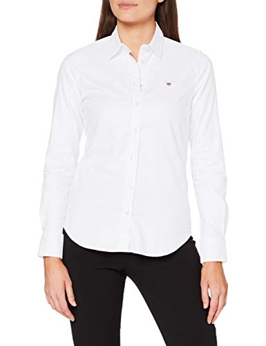 GANT Stretch Oxford-Solid Shirt Blusa, Blanco (White 110), 36 (Talla del Fabricante: 34) para Mujer