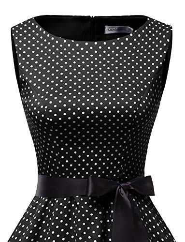 Gardenwed Vestidos Mujer Sin Mangas Cóctel Fiesta Retro Pin Up Black Small White Dot M