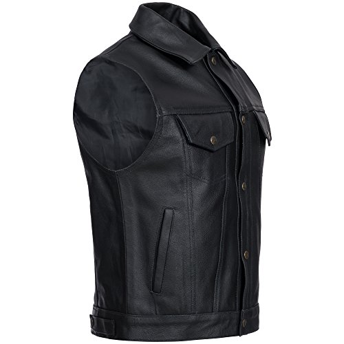 Gaudi-Leathers Chaleco de Cuero para Hombre Moto o Motocicleta Biker Moto S