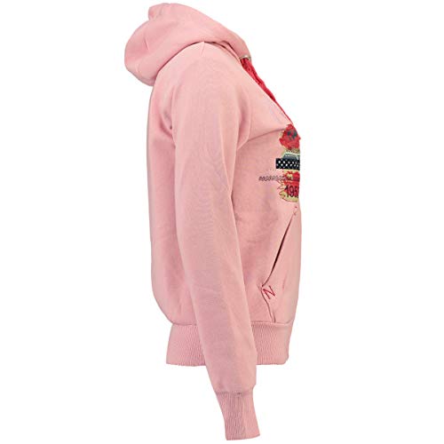 Geographical Norway FARLOTTE Lady - Damen Sweatshirt Langarmshirt Taschen - Damen Sweatshirt Langarm Pullover Winter - Hoodie Jacke Hoodies Kapuzenpullover Casual Classic (Rosa Claro, XXL)