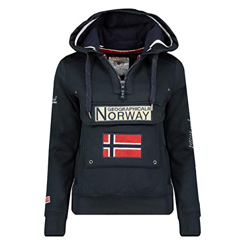 Geographical Norway GYMCLASS LADY - Sudadera Mujer Bolsillos Kangaroo - Sudadera Caliente Mujer - Suéter Abrigos Manga Larga - Hoodie Tops Casual Abrigo Estilo AZUL MARINO M - TALLA 2