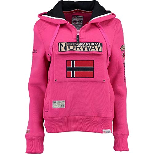 Geographical Norway GYMCLASS LADY - Sudadera Mujer Bolsillos Kangaroo - Sudadera Caliente Mujer - Suéter Abrigos Manga Larga - Hoodie Tops Casual Abrigo Estilo PINK FLASH M - TALLA 2