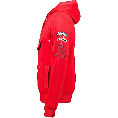 Geographical Norway GYMCLASS Men - Sudadera Capucha Bolsillos Hombre - Chaqueta Casual Hombres Abrigo - Camisetas Camisa Manga Larga - Hoodie Deportiva Regular Fitness Jacket Tops (Rojo M)