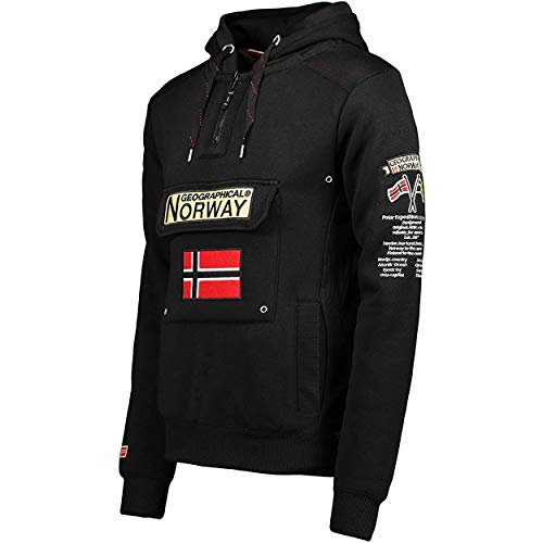 Geographical Norway GYMCLASS Men - Sudadera Capucha Bolsillos Hombre - Chaqueta Casual Hombres Abrigo - Camisetas Camisa Manga Larga - Hoodie Deportiva Regular Fitness Jacket Tops (Negro L)