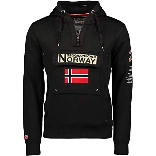 Geographical Norway GYMCLASS Men - Sudadera Capucha Bolsillos Hombre - Chaqueta Casual Hombres Abrigo - Camisetas Camisa Manga Larga - Hoodie Deportiva Regular Fitness Jacket Tops (Negro L)