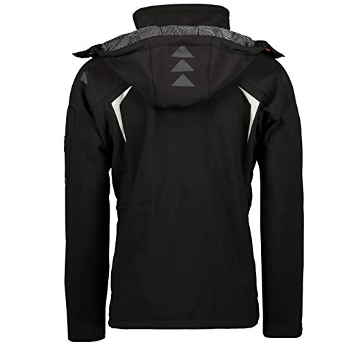 Geographical Norway TECHNO MEN - Chaqueta Softshell Impermeable Para Hombres - Capucha Transpirable Hombre Estilo - Chaqueta Invierno Viento - Actividades Ideales Para Exteriores (NEGRO XXL)