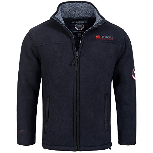 Geographical Norway ULMAIRE - Chaqueta de forro polar para hombre, forro polar cálido, forro de peluche, talla S-XXXL azul marino M