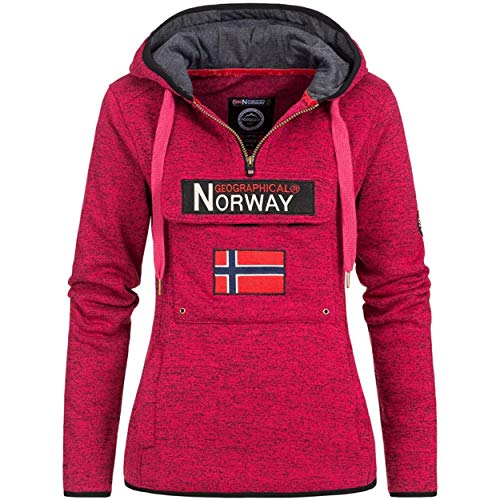 Geographical Norway UPCLASSICA Lady - Sudadera Capucha Bolsillos De Forro Polar Kangaroo - Sudadera De Manga Larga Y Cálida - Sudadera con Capucha Tops Sport (Rosa Flash L)