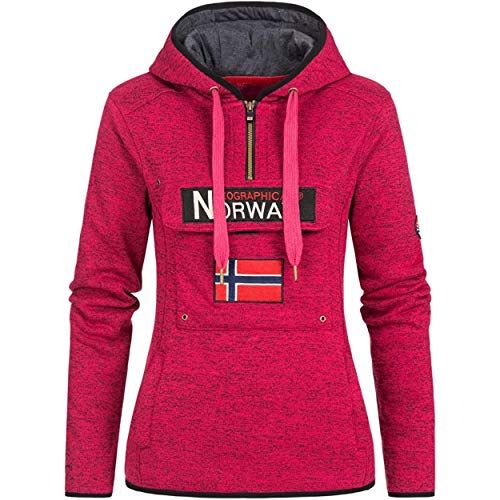 Geographical Norway UPCLASSICA Lady - Sudadera Capucha Bolsillos De Forro Polar Kangaroo - Sudadera De Manga Larga Y Cálida - Sudadera con Capucha Tops Sport (Rosa Flash S)