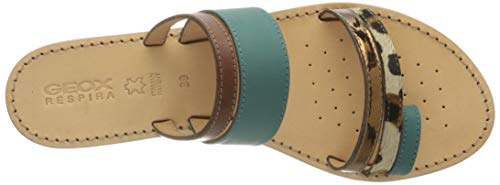 Geox D Sozy D, Sandalias de Talón Abierto Mujer, Azul (Turquoise/Brown Cn46f), 37.5 EU