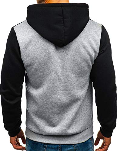 GHYUGR Sudadera con Capucha Hombre Contraste con Bolsillo Otoño Invierno Estampado Deporte Outwear Hoodie Pullover,Negro,L