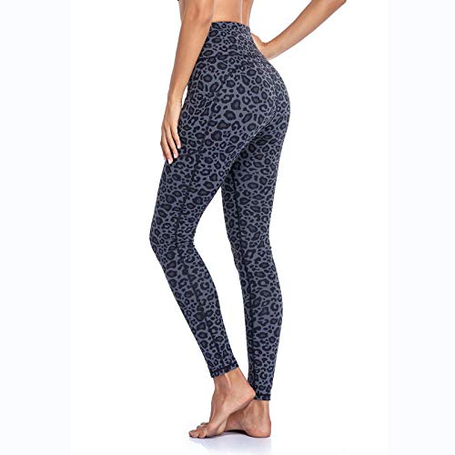 Gimdumasa Pantalón Deportivo de Mujer Cintura Alta Leggings Mallas para Running Training Fitness Estiramiento Yoga y Pilates GI188 (Leopardo Cian, M)