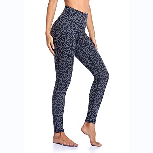 Gimdumasa Pantalón Deportivo de Mujer Cintura Alta Leggings Mallas para Running Training Fitness Estiramiento Yoga y Pilates GI188 (Leopardo Cian, M)