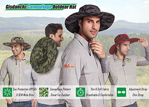 Gisdanchz Sombrero Pescador Hombre Mujer Gorro Pescador Hombre Mujer De Caza Camuflaje Gorras Jardineria Senderismo Playa Sombrero Trekking Pesca Safari Sombreros para El Sol Verano Explorador, Caqui