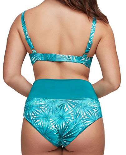 GISELA Bikini Capacidad Estampado con Braga multiposición Reversible (110, Estampado Verde)