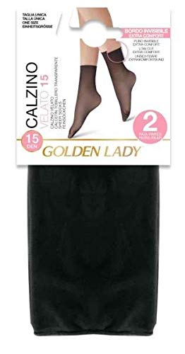 Golden Lady CALZECAL67KNERO Calcetines 15 Denier Raw Cut Sheer Negro 2 Pares, Unisex Adulto