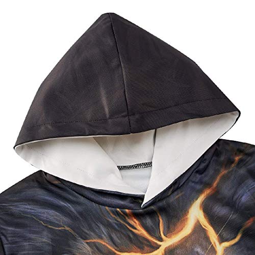 Goodstoworld Sudaderas con Capucha Unisex 3D Impreso León en la Oscuridad Gráfico Adolescente Pullover Hoodie Lligero Sweatshirt Sudaderas Baratas Poliéster león relámpago L