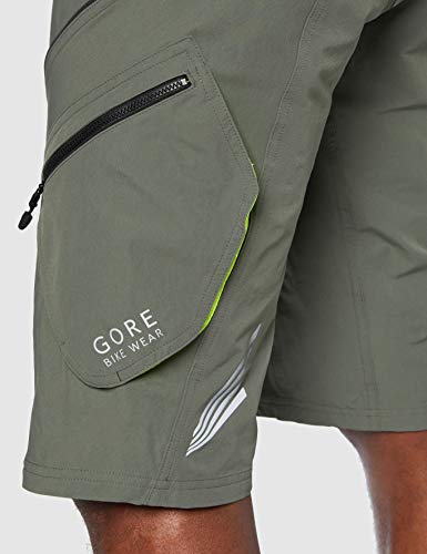 GORE BIKE WEAR Pantalones Ciclismo Cortos hasa la Rodilla, Hombre, Super Ligero, Stretch, GORE Selected Fabrics, Talla L, Gris topo, TELESP0E0005