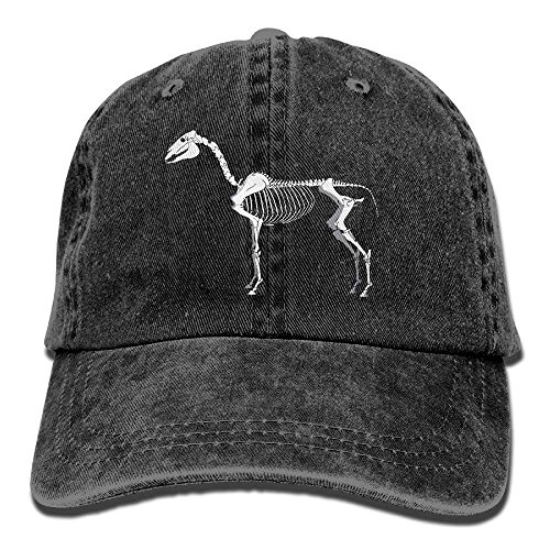 Gorra de béisbol para hombre y mujer, diseño de esqueleto de caballo, color negro