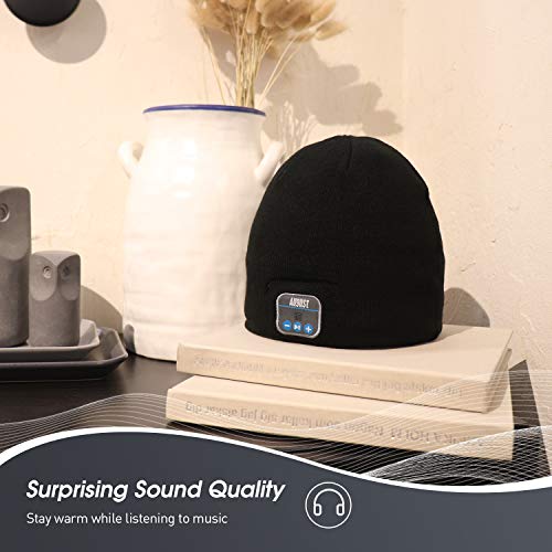 Gorro de Punto con Bluetooth - August EPA20 Gorro Invierno Inalámbrico Auricular Regalos Originales Unisex Cálido y Suave Bluetooth Beanie Hat para Deportes al Aire Libre, Regalo Navidad