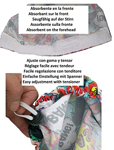 Gorro de quirófano BOOM para Pelo Largo enfermera mujer cirugía, dentista, veterinaria, cocina, Toalla en frente, ajustable con tensor