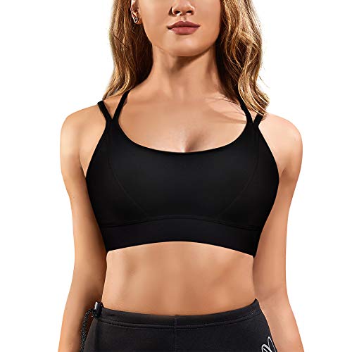 Gotoly Mujer Sujetador Deportivo Camiseta sin Costura Sujetador para Yoga Fitness Ejercicio Diario Ropa interio Almohadilla Extraíble Bra Sport Bra (Negro, X-Large)