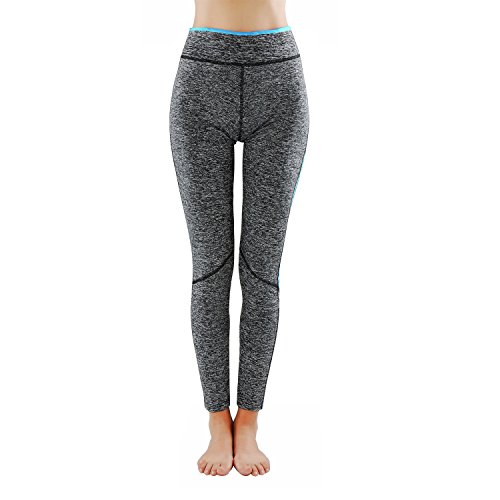 GoVIA L&K-II Leggins para Damas Pantalones Deportivos Largos para Training Running Yoga Fitness Transpirables con Cintura Alta 4113 Azul L/XL