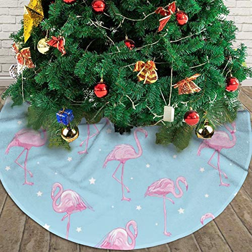 GOWINEU Patrón de Flamenco, Falda de árbol, Falda de árbol de Navidad, para decoración navideña, decoración Festiva, para Exteriores, 48 ​​Pulgadas