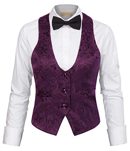 GRACE KARIN Chaleco Victoriano de Jacquard para Mujer Mediano Steampunk Violeta S