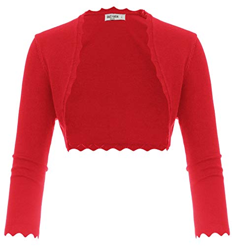 GRACE KARIN Las Mujeres Se Encogen de Hombros 3/4 Cardigan para Una Blusa de Vestido Corto Informal para Spring Red S CL10960-4