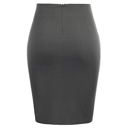 GRACE KARIN Mujer Falda de Tubo Corta Lápiz Cintura Alta Formal Negocio (Small, Gris)