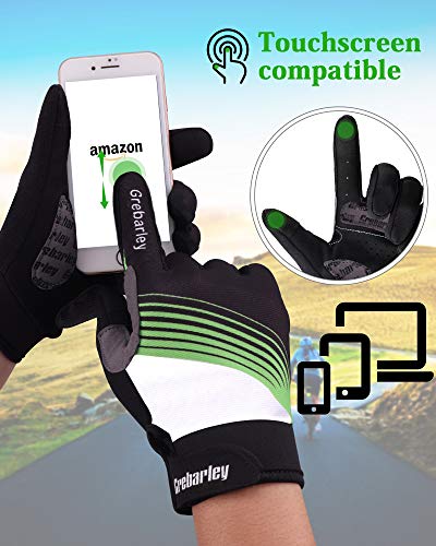 Grebarley Guantes de Ciclismo Bicicleta Montaña-Acolchados Bicicleta de Carretera de Hombres Mujeres Antideslizante Pantalla Táctil (L)