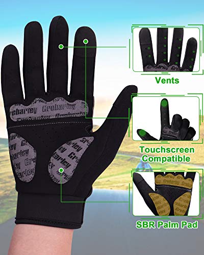 Grebarley Guantes de Ciclismo Bicicleta Montaña-Acolchados Bicicleta de Carretera de Hombres Mujeres Antideslizante Pantalla Táctil (L)