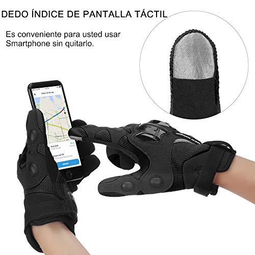 Guantes de Moto, Guantes de Pantalla Táctil para Hombre y Mujeres con Duro Proteccion Guantes de Motocicleta ATV Guantes de Dedo Completo Transpirables