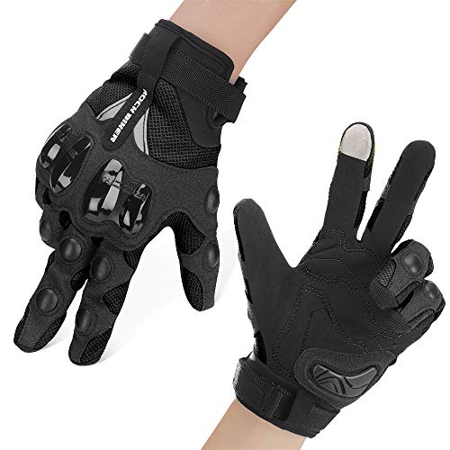 Guantes de Moto, Guantes de Pantalla Táctil para Hombre y Mujeres con Duro Proteccion Guantes de Motocicleta ATV Guantes de Dedo Completo Transpirables