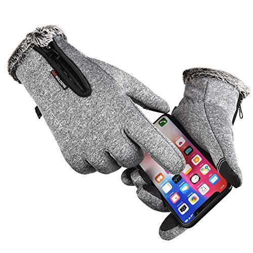 Guantes térmicos cálidos, Guantes de ciclismo Guantes para correr para hombres y mujeres, Ciclismo, conducción, correr, acampar, senderismo, guantes de invierno, guantes finos y cálidos-Black_L