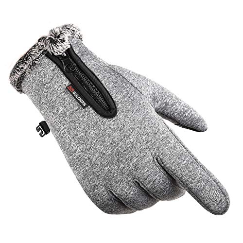 Guantes térmicos cálidos, Guantes de ciclismo Guantes para correr para hombres y mujeres, Ciclismo, conducción, correr, acampar, senderismo, guantes de invierno, guantes finos y cálidos-Black_L