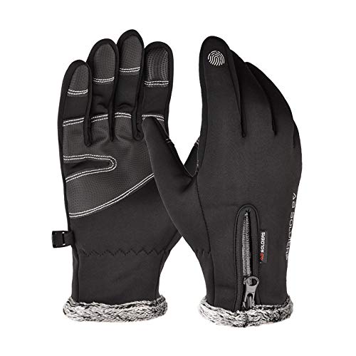 Guantes térmicos cálidos, Guantes de ciclismo Guantes para correr para hombres y mujeres, Ciclismo, conducción, correr, acampar, senderismo, guantes de invierno, guantes finos y cálidos-Black_L