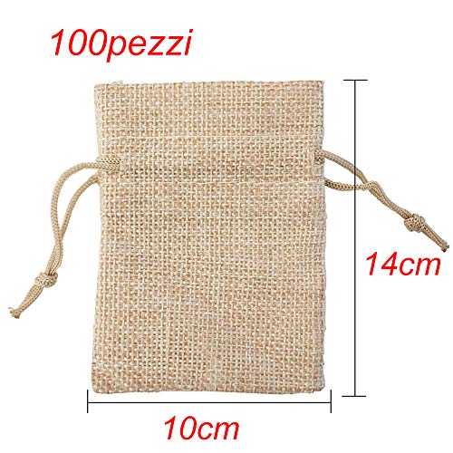 Gudotra Acerca de 100pcs Bolsa de Lino con Cordón para Joyería Regalos Arroz Boda Navidad Bolsitas de Tela Saco 10 * 14cm (100pcs 10 * 14cm)