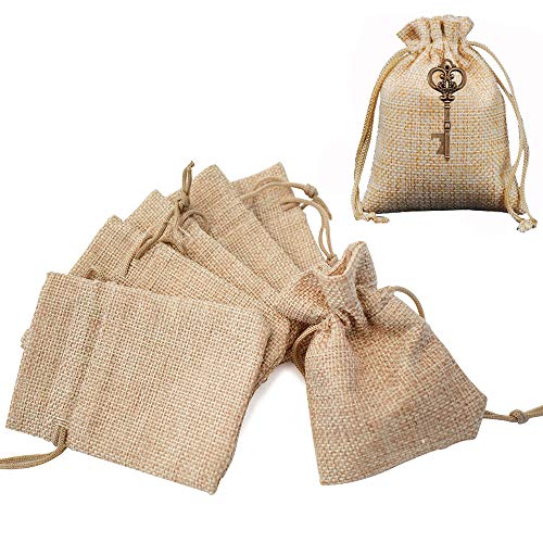 Gudotra Acerca de 100pcs Bolsa de Lino con Cordón para Joyería Regalos Arroz Boda Navidad Bolsitas de Tela Saco 10 * 14cm (100pcs 10 * 14cm)