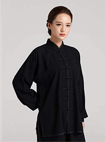 GUIOB Uniforme de Tai Chi Mujer Trajes de Artes Marciales Hombre Mujer Tradicional China Trajes Ropa de Kung Fu,Black-M