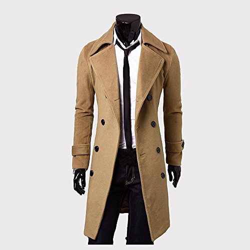 Gusspower Abrigo de Lana para Hombre Delgado Caliente del Invierno,Chaquetas de Encanto Casual Doble Botonadura Apto Traje Blazer Parka de Abrigo Tops