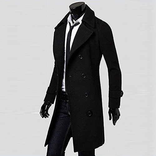 Gusspower Abrigo de Lana para Hombre Delgado Caliente del Invierno,Chaquetas de Encanto Casual Doble Botonadura Apto Traje Blazer Parka de Abrigo Tops