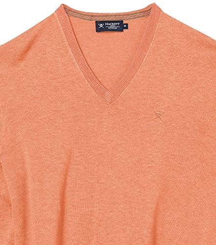 Hackett London Cotton Silk V Neck Suéter, Naranja (135orange 135), Medium para Hombre