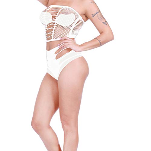 HAODEE Ropa Sexy De Mujer Ropa Interior Mujer Sexy Muy Transparente Las Mujeres de Cuerpo Entero Sexy Body Medias para Mujer Rejilla de lencería White,Free Size