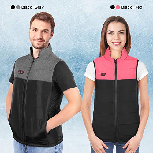 Haofy Chaleco Calefactor Mujer Eléctrica Chaqueta Calefactable con 3 Temperaturas Ajustables & 4 Zonas, USB Ropa con Calefaccion para Al Aire Libre Motocicleta , Camping, Senderismo, Esquí, Rojo (XL)