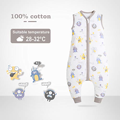 Happy Cherry - Pijama con Pies Algodón Bebé Mono Niños Niñas Verano Saco de Dormir con Pies Separable para Primavera Otoño Infantil Recién Nacido Ropa de Dormir sin Mangas - 4-6 Años