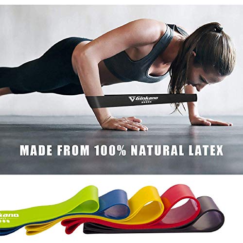 Haquno Bandas Elásticas Fitness/Bandas de Resistencia, Set de 5 Cintas Elásticas Fitness y Musculación de Látex Natural Agradable a la Piel con Guía de Ejercicios de Español y Bolsa Almacenamiento